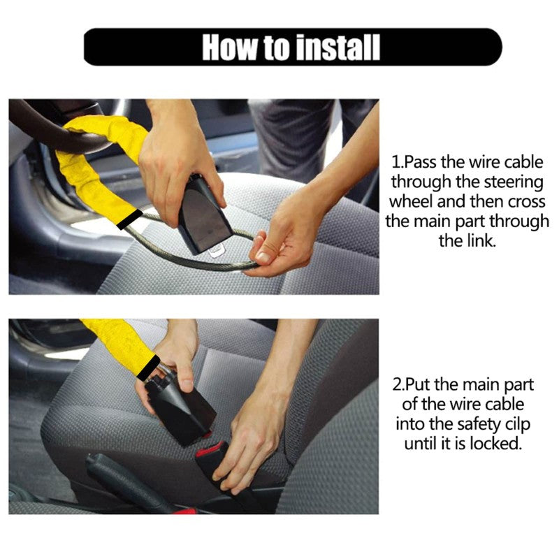 Car Seat Belt Steering Wheel Anti-Theft Locking Device