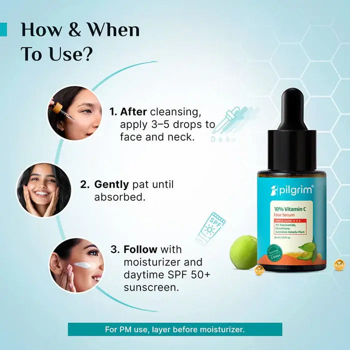 Pilgrim 10% Vitamin C Face Serum — Triple Glow Formula | Brightening + Anti-Dark Spot + Radiance Boost